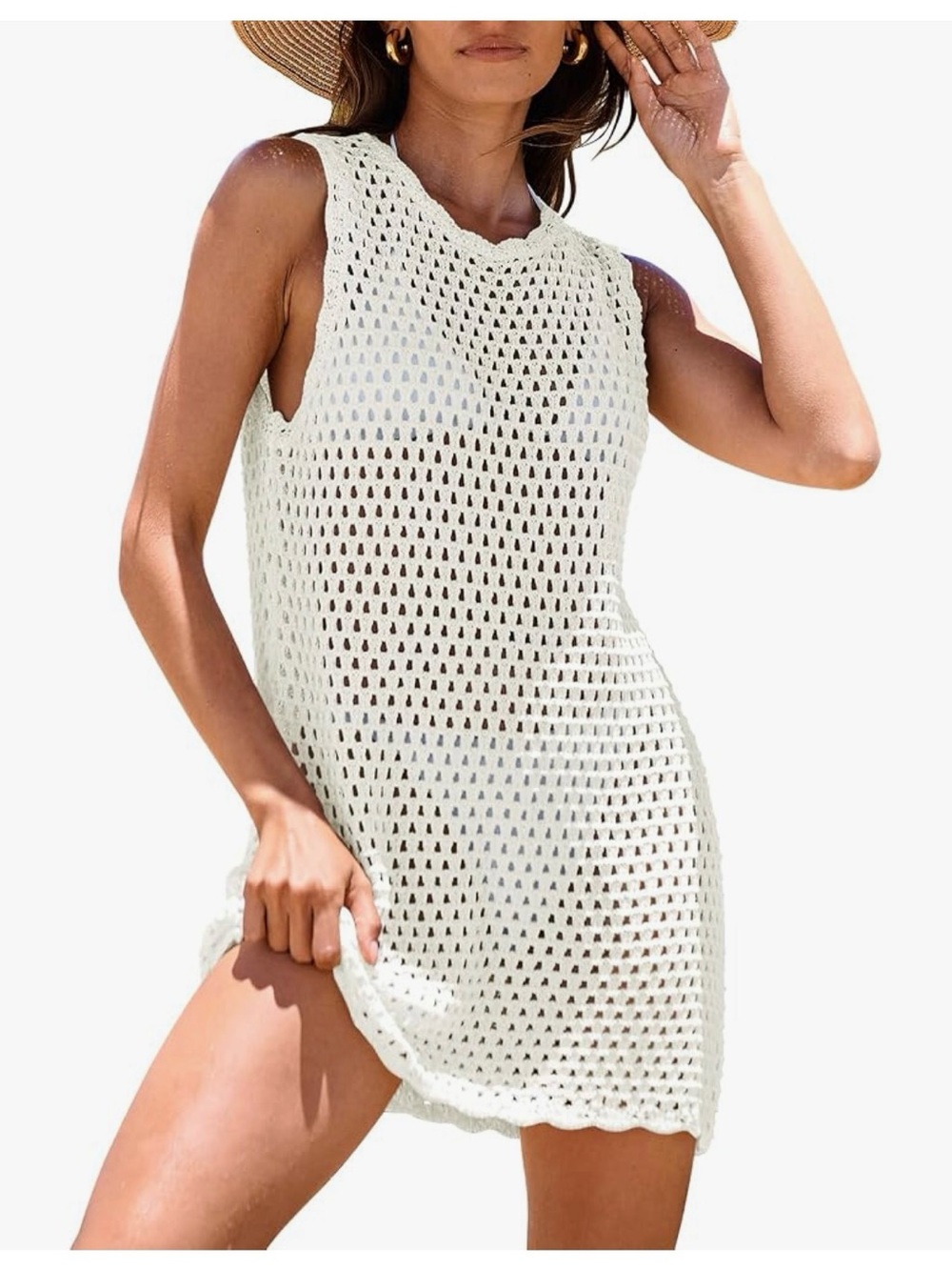 NWT Beige Crochet Cover-Up Tunic Cream-S
